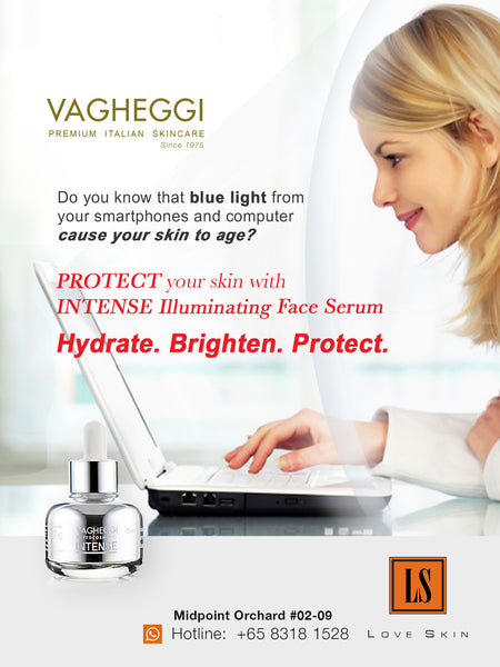 VAGHEGGI Intense Illuminating Face Serum - Blue Light Face Brightening, Hydrating, & Anti Aging Serum